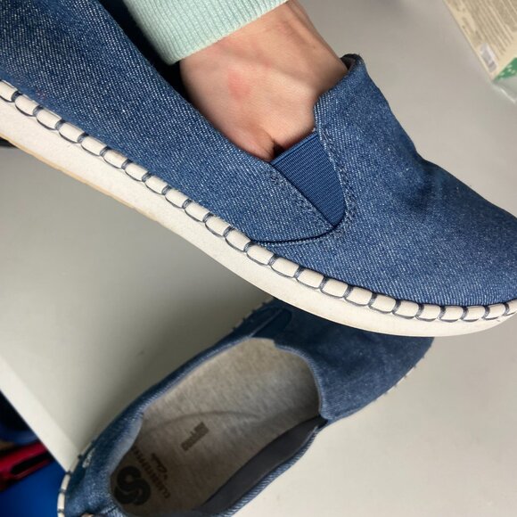 Clarks Women's Size 10 Cloudsteppers Step Glow Slip Chambray Denim Blue Casual - Picture 6 of 8